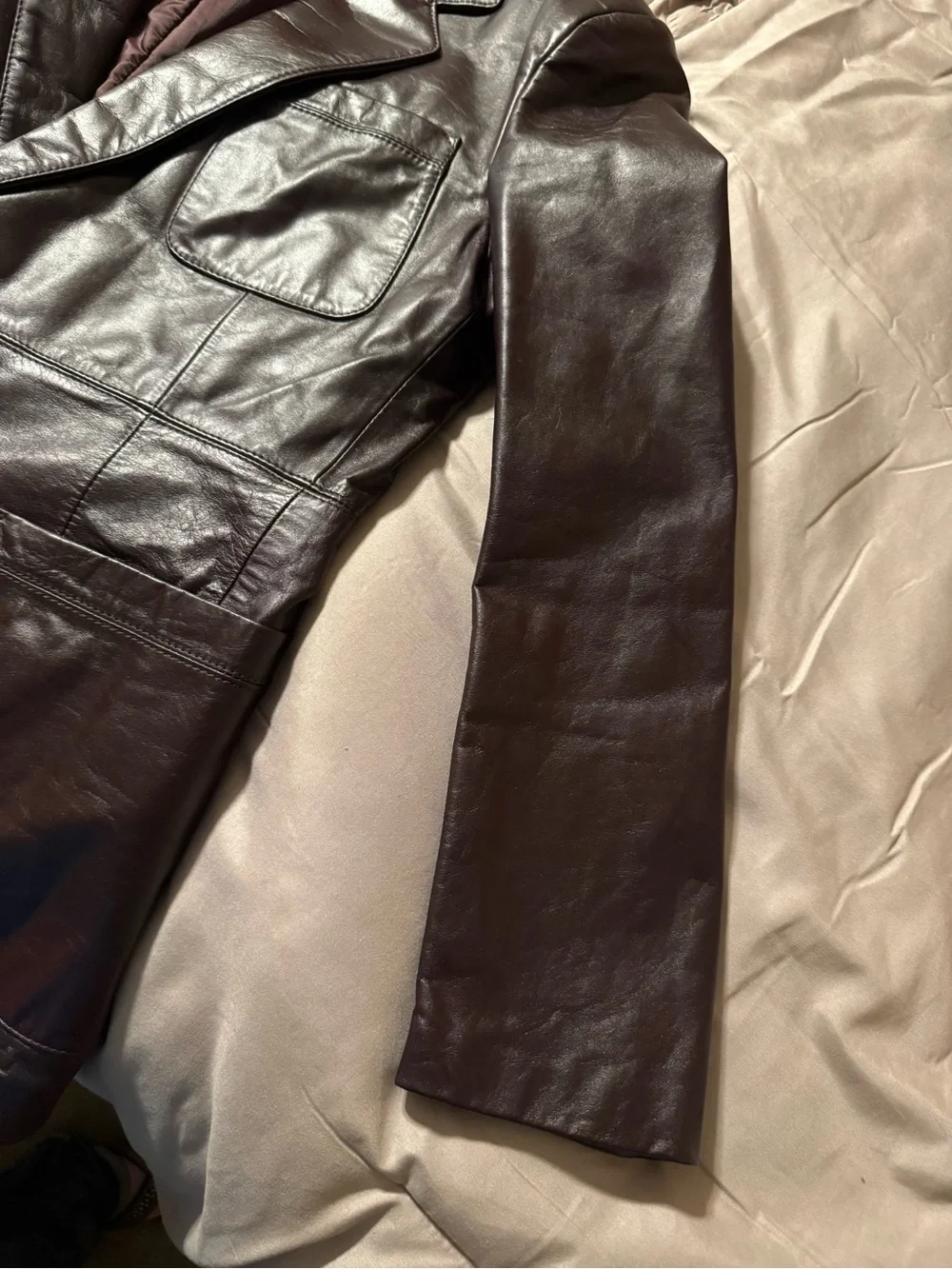 Vintage Andhurst Men's Brown Leather Blazer Jacket Lined Button Closure Size 42